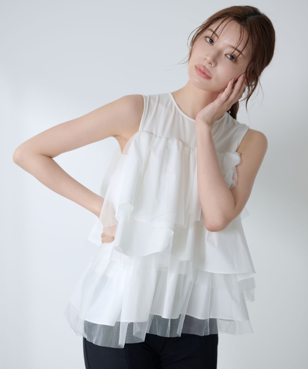 アンドクチュール「ランダムティアードドッキングカットソー」|Tシャツ・カットソー|