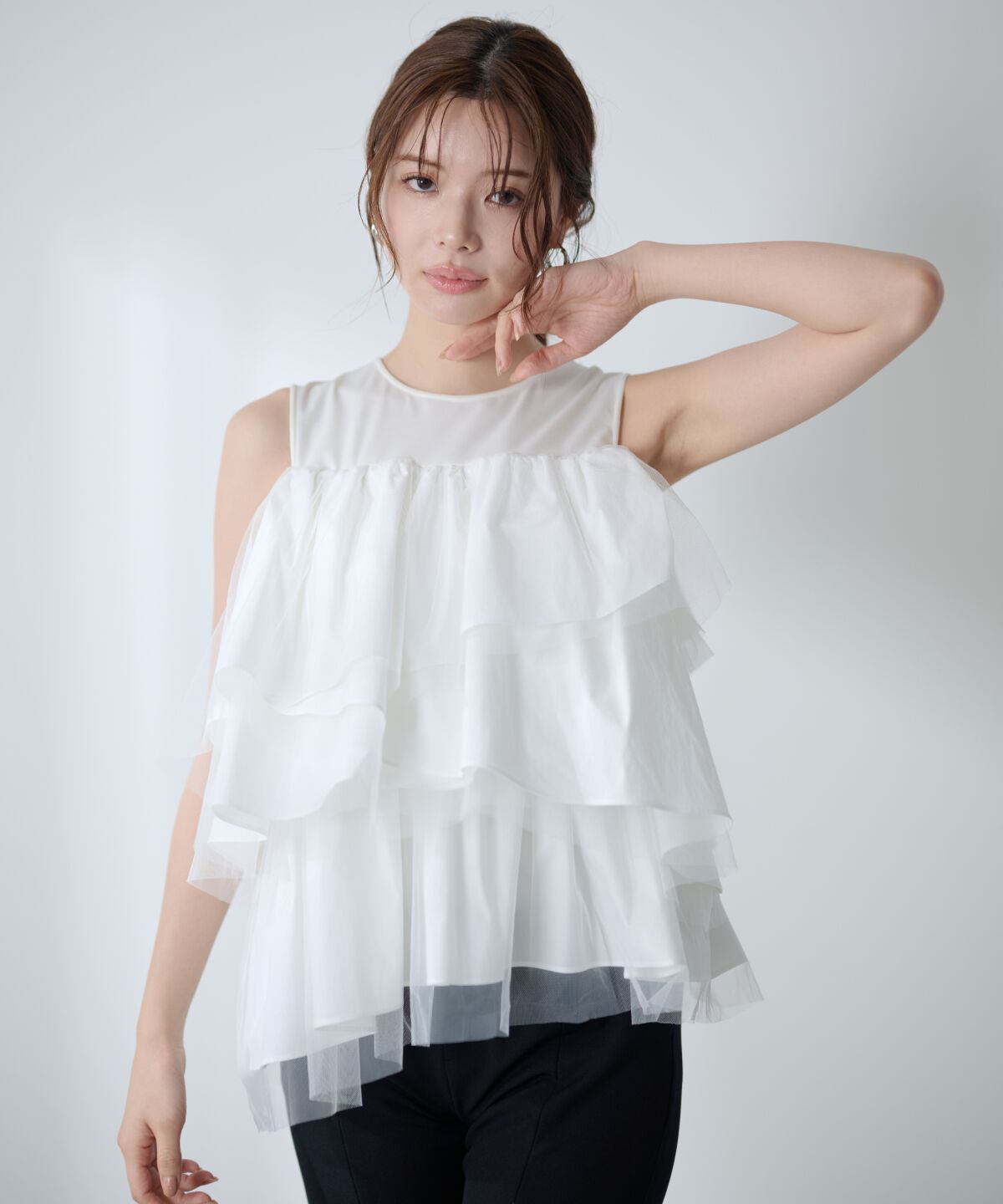 アンドクチュール「ランダムティアードドッキングカットソー」|Tシャツ・カットソー|