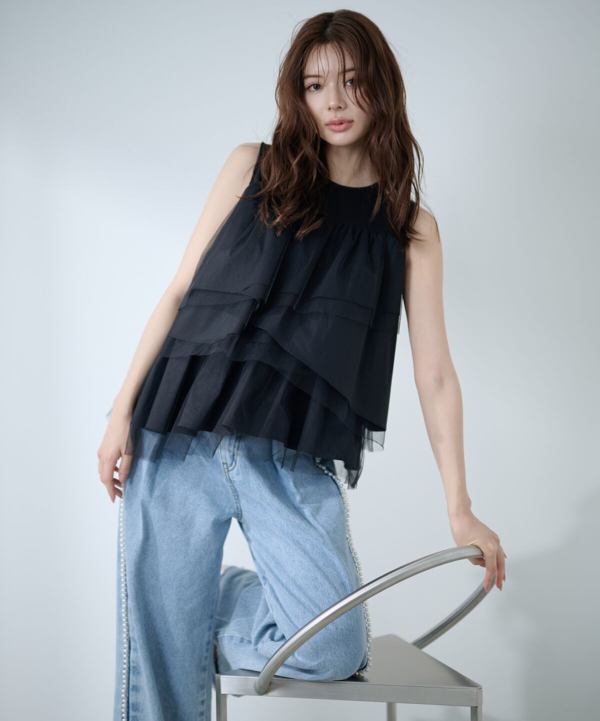 アンドクチュール「ランダムティアードドッキングカットソー」|Tシャツ・カットソー|