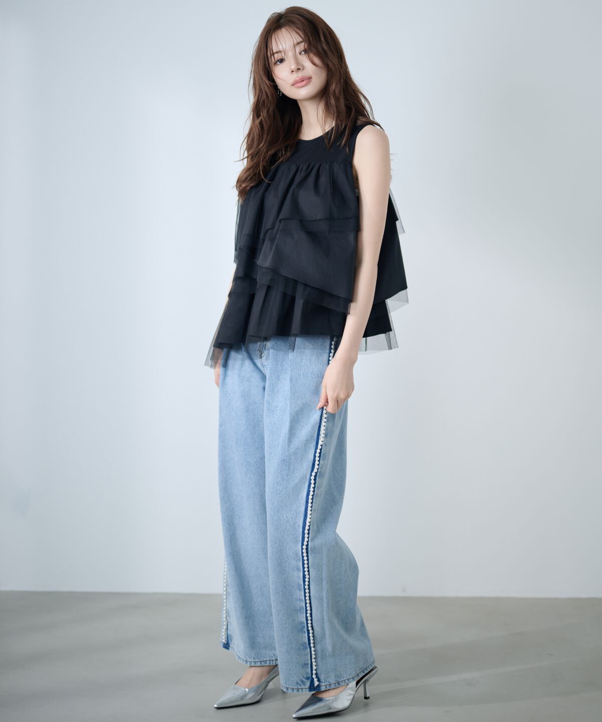 アンドクチュール「ランダムティアードドッキングカットソー」|Tシャツ・カットソー|