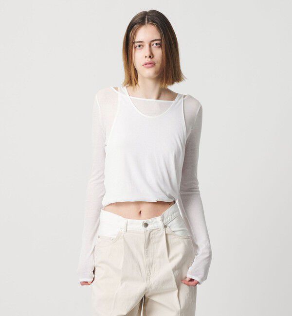 AEWEN MATOPH「＜AEWEN MATOPH＞イレギュラーレイヤード ロングスリーブカットソー ‐2WAY‐」|Tシャツ・カットソー|WHITE