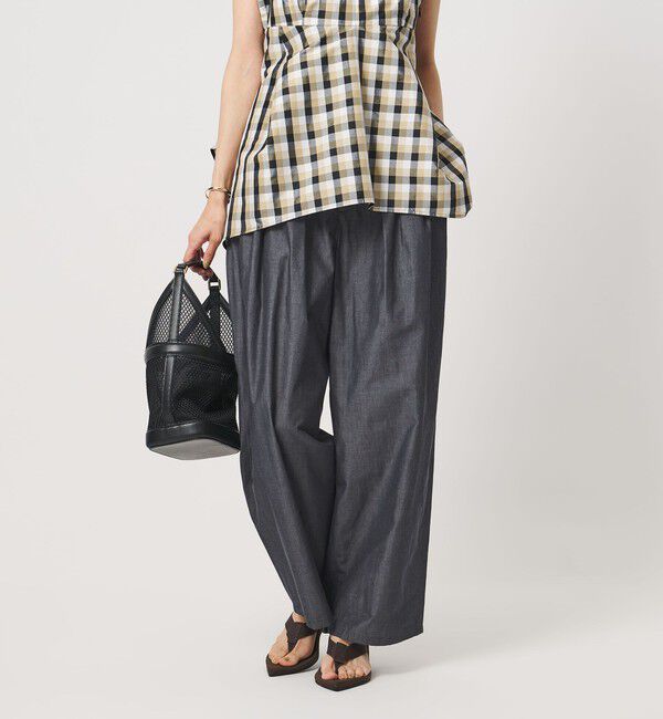 UNITED ARROWS「デニムライク タック ビッグ ワイドパンツ」|スラックス|NAVY