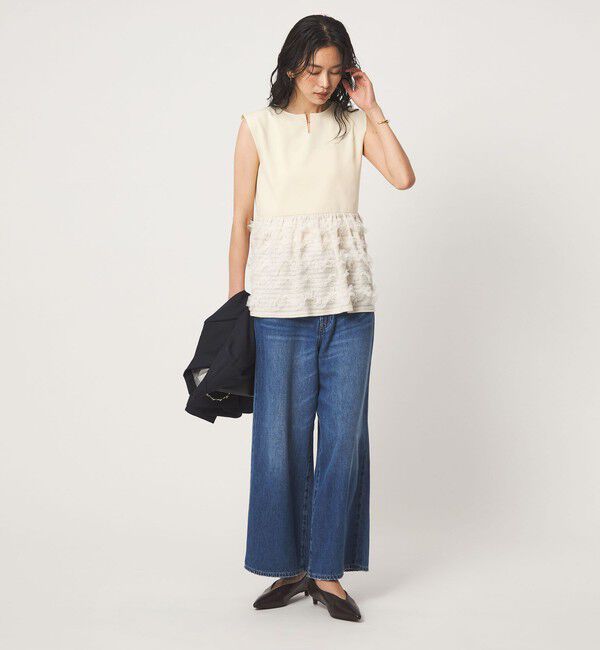 UNITED ARROWS green label relaxing「チュール コンビ フレンチスリーブ ニット」|ニット・セーター|
