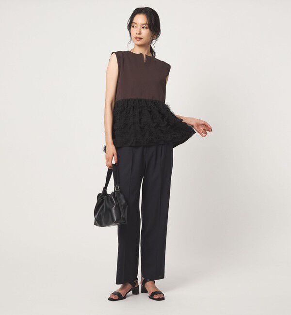 UNITED ARROWS green label relaxing「チュール コンビ フレンチスリーブ ニット」|ニット・セーター|