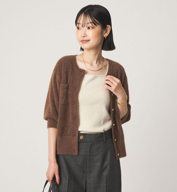 UNITED ARROWS green label relaxing「フラッフフェザー ハーフスリーブ ニット カーディガン」|カーディガン|