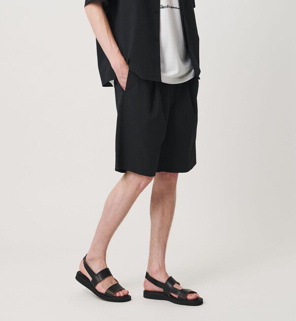 BEAUTY&YOUTH UNITED ARROWS「KOMATSU PACK トロピカル 1プリーツ ショーツ ストレッチ 吸水速乾 UVカット セットアップ対応」|その他|BLACK