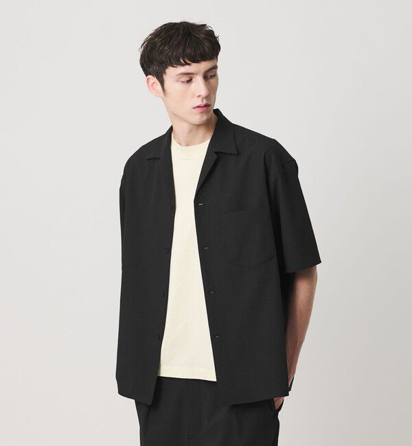 BEAUTY&YOUTH UNITED ARROWS「KOMATSU PACK トロピカル オープンカラー シャツ GRANDE型 ストレッチ 吸水速乾 UVカット セットアップ対応」|シャツ・ブラウス|BLACK