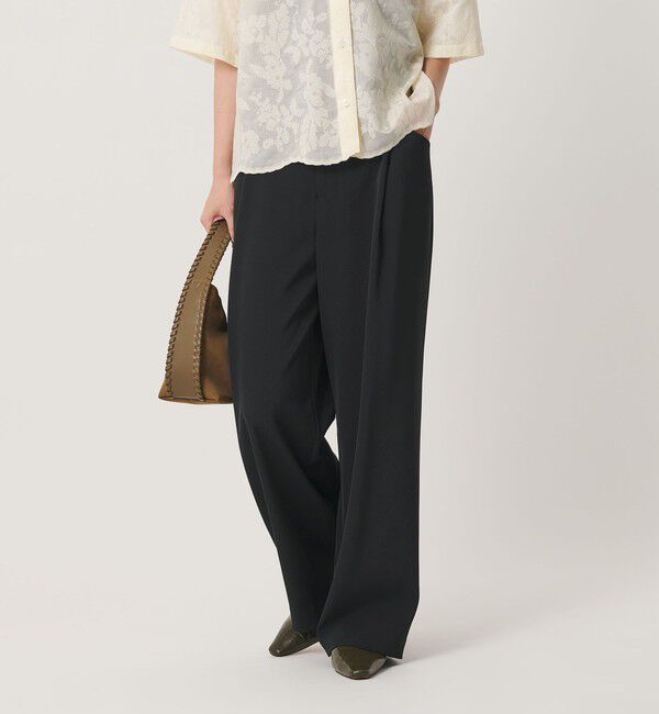BEAUTY&YOUTH UNITED ARROWS「ポリエステルブレンド バックゴム ワイドパンツ ウォッシャブル 吸水速乾 防シワ」|その他|BLACK