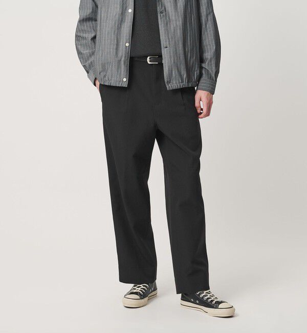 BEAUTY&YOUTH UNITED ARROWS「エアロ ツイル 1プリーツ スラックス NO.9」|チノ|BLACK