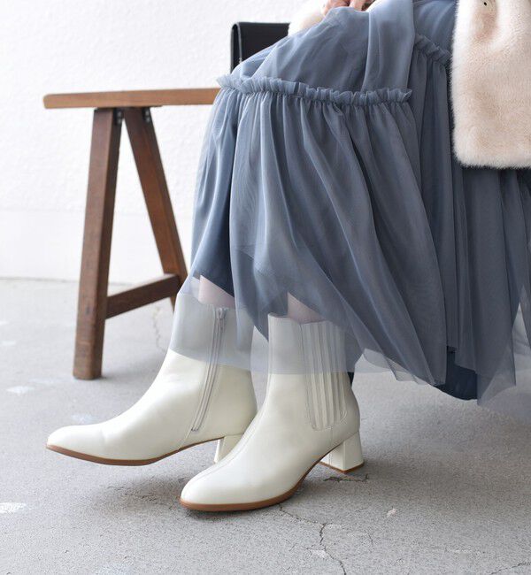 SHIPS for women「サイドゴア ステッチ ヒール ブーツ ◇」|ショートブーツ|ナチュラル