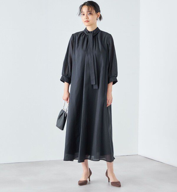 SHIPS for women「《一部予約》【SHIPS別注】kaene:2WAY ボウタイ ロング ワンピース（セレモニー対応可）」|ワンピース|