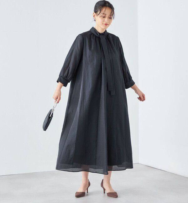 SHIPS for women「《一部予約》【SHIPS別注】kaene:2WAY ボウタイ ロング ワンピース（セレモニー対応可）」|ワンピース|