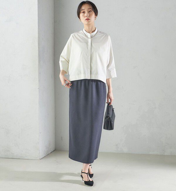 SHIPS for women「〈手洗い可能〉Asami 麻調合繊 ウエスト リブ タイト スカート」|タイト|