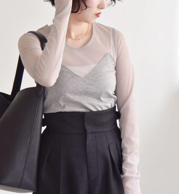 quaranciel「quaranciel:〈手洗い可能〉ベアデザイン チュール カットソー」|Tシャツ・カットソー|ライトグレー