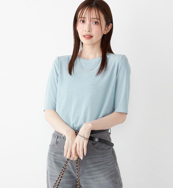 SHIPS Colors 「SHIPS Colors:〈手洗い可能〉チュール ショートスリーブ トップス」|Tシャツ・カットソー|