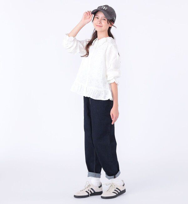 SHIPS KIDS「SHIPS KIDS:140～150cm /刺繍 フリルカラー ブラウス」|シャツ・ブラウス|