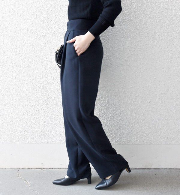 SHIPS any「SHIPS any:〈洗濯機可能〉ダブルクロス タック ストレート パンツ［NAVY BLUE］」|その他|