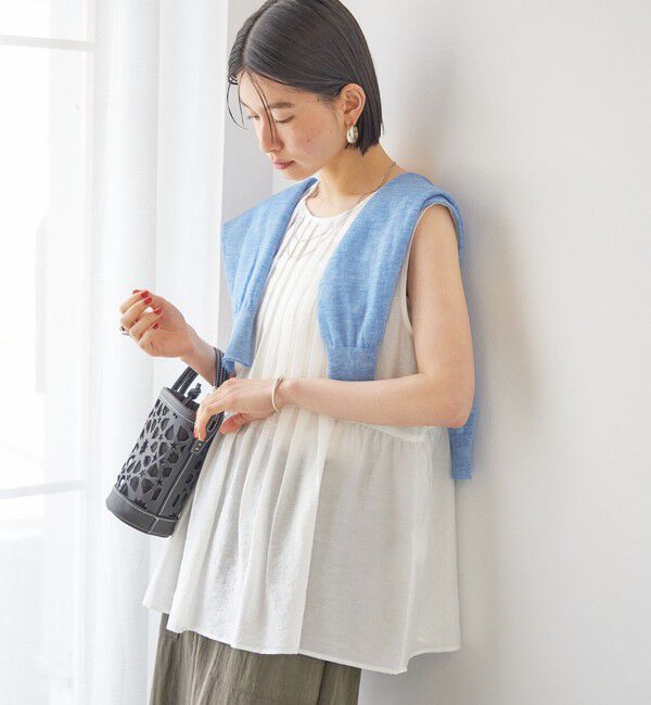 SHIPS for women「【実力派ベーシック】〈手洗い可能〉シルク混 シアー 2WAY ノースリーブ ブラウス」|シャツ・ブラウス|オフホワイト