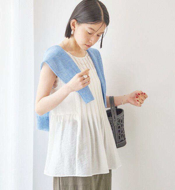 SHIPS for women「【実力派ベーシック】〈手洗い可能〉シルク混 シアー 2WAY ノースリーブ ブラウス」|シャツ・ブラウス|