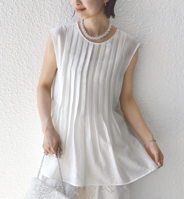 SHIPS for women「【実力派ベーシック】〈手洗い可能〉シルク混 シアー 2WAY ノースリーブ ブラウス」|シャツ・ブラウス|