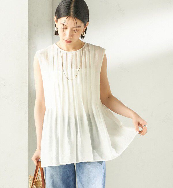 SHIPS for women「【実力派ベーシック】〈手洗い可能〉シルク混 シアー 2WAY ノースリーブ ブラウス」|シャツ・ブラウス|