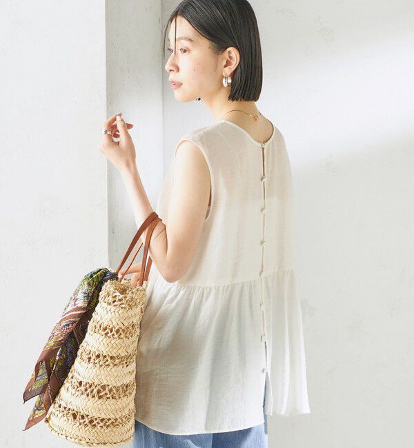 SHIPS for women「【実力派ベーシック】〈手洗い可能〉シルク混 シアー 2WAY ノースリーブ ブラウス」|シャツ・ブラウス|