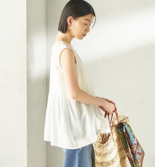 SHIPS for women「【実力派ベーシック】〈手洗い可能〉シルク混 シアー 2WAY ノースリーブ ブラウス」|シャツ・ブラウス|