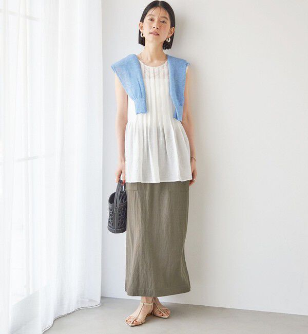 SHIPS for women「【実力派ベーシック】〈手洗い可能〉シルク混 シアー 2WAY ノースリーブ ブラウス」|シャツ・ブラウス|