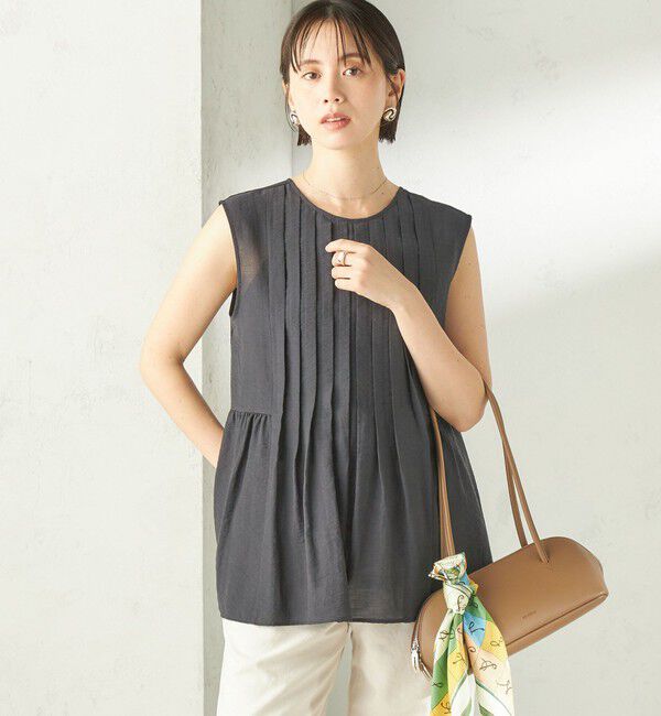 SHIPS for women「【実力派ベーシック】〈手洗い可能〉シルク混 シアー 2WAY ノースリーブ ブラウス」|シャツ・ブラウス|