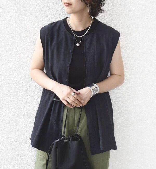 SHIPS for women「【実力派ベーシック】〈手洗い可能〉シルク混 シアー 2WAY ノースリーブ ブラウス」|シャツ・ブラウス|
