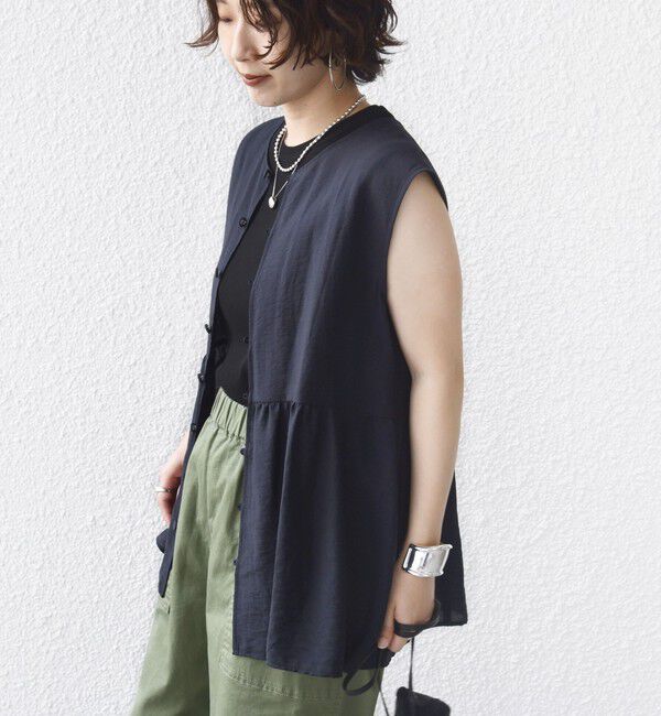 SHIPS for women「【実力派ベーシック】〈手洗い可能〉シルク混 シアー 2WAY ノースリーブ ブラウス」|シャツ・ブラウス|