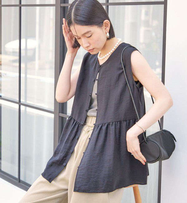 SHIPS for women「【実力派ベーシック】〈手洗い可能〉シルク混 シアー 2WAY ノースリーブ ブラウス」|シャツ・ブラウス|