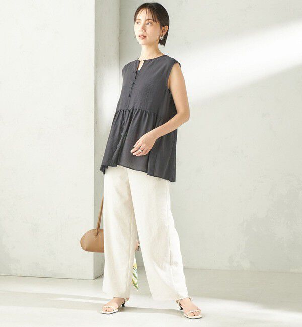 SHIPS for women「【実力派ベーシック】〈手洗い可能〉シルク混 シアー 2WAY ノースリーブ ブラウス」|シャツ・ブラウス|