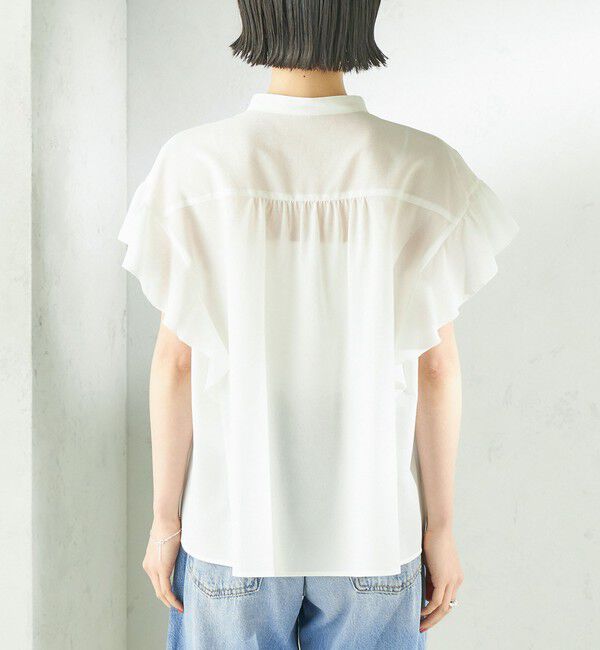 SHIPS for women「【実力派ベーシック】〈接触冷感/洗濯機可能〉SUUSUU フリル ギャザー ブラウス」|シャツ・ブラウス|
