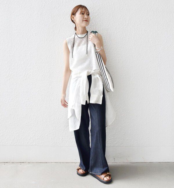 SHIPS for women「〈手洗い可能〉レース ジャカード 2WAY ノースリーブ カットソー」|Tシャツ・カットソー|