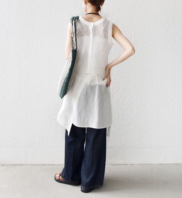 SHIPS for women「〈手洗い可能〉レース ジャカード 2WAY ノースリーブ カットソー」|Tシャツ・カットソー|