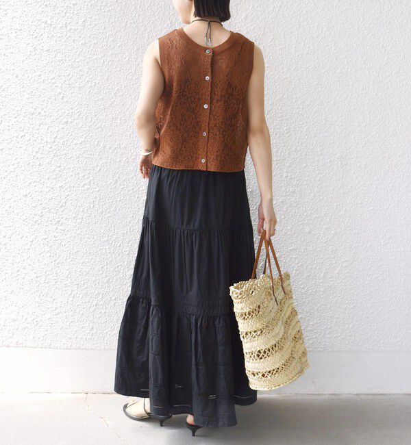 SHIPS for women「〈手洗い可能〉レース ジャカード 2WAY ノースリーブ カットソー」|Tシャツ・カットソー|