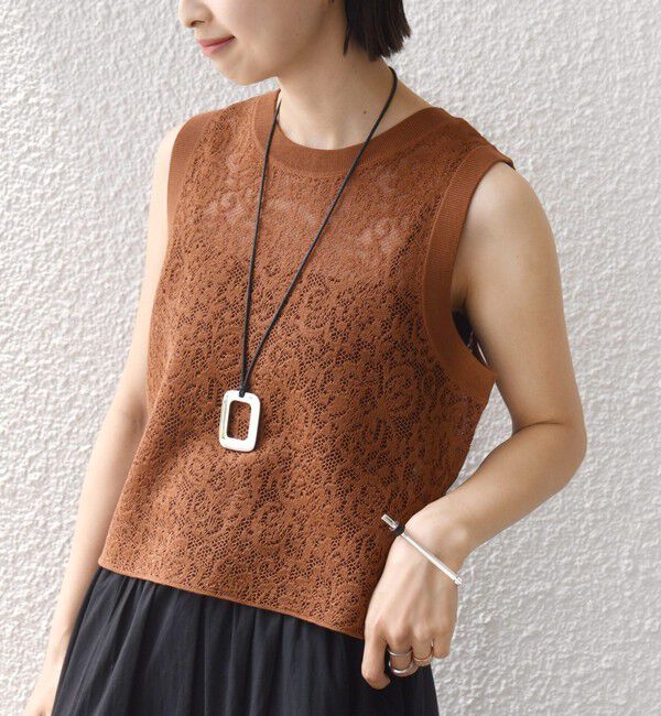 SHIPS for women「〈手洗い可能〉レース ジャカード 2WAY ノースリーブ カットソー」|Tシャツ・カットソー|