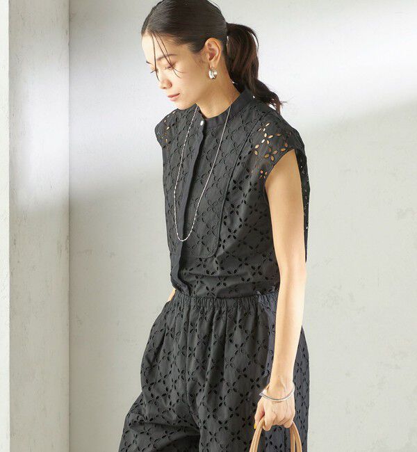 SHIPS for women「〈手洗い可能〉綿 刺繍 レース フレンチスリーブ ブラウス」|シャツ・ブラウス|