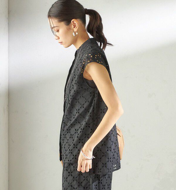 SHIPS for women「〈手洗い可能〉綿 刺繍 レース フレンチスリーブ ブラウス」|シャツ・ブラウス|