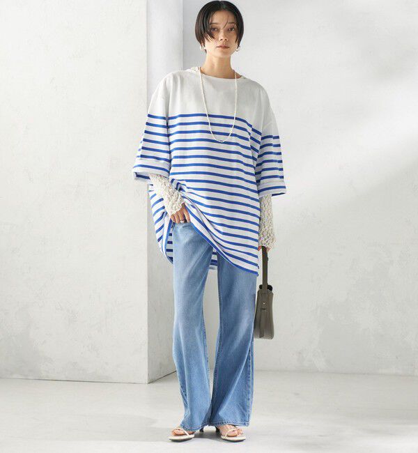 SHIPS for women「【SHIPS別注】Le minor: パネル ボーダー チュニック」|Tシャツ・カットソー|