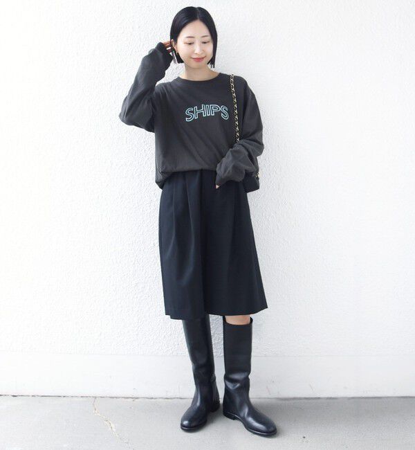 SHIPS for women「【WEB限定】 SHIPS ラウンド プリント ロゴ ロングスリーブ TEE」|Tシャツ・カットソー|