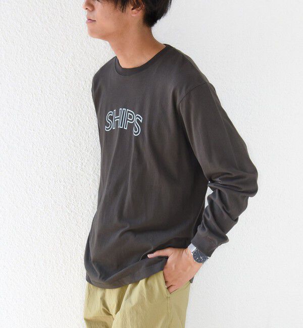 SHIPS for women「【WEB限定】 SHIPS ラウンド プリント ロゴ ロングスリーブ TEE」|Tシャツ・カットソー|