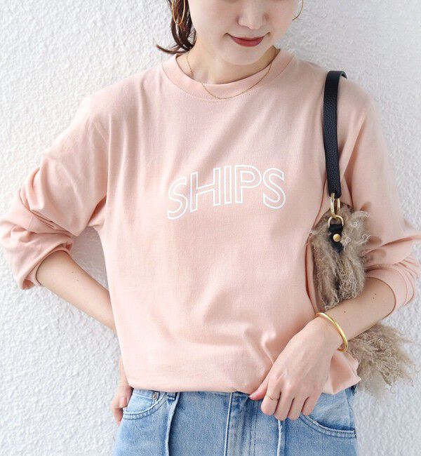 SHIPS for women「【WEB限定】 SHIPS ラウンド プリント ロゴ ロングスリーブ TEE」|Tシャツ・カットソー|