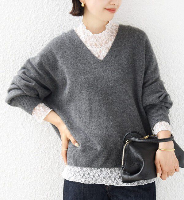 SHIPS for women「《予約》〈手洗い可能〉フラワー ストレッチ レース ハイネック トップス」|Tシャツ・カットソー|