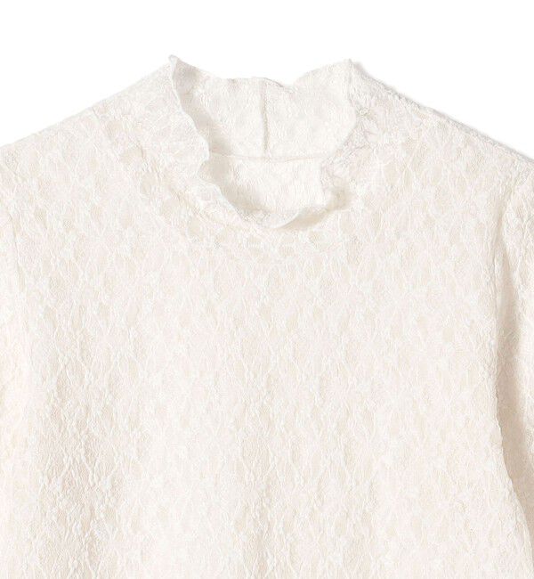 SHIPS for women「《予約》〈手洗い可能〉フラワー ストレッチ レース ハイネック トップス」|Tシャツ・カットソー|