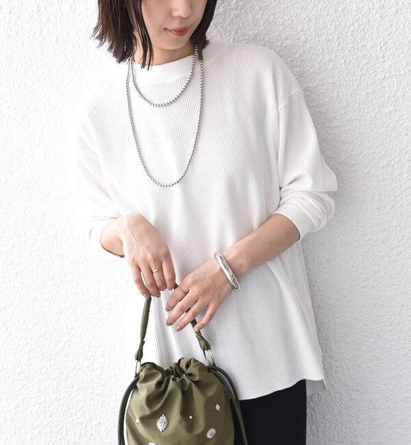 SHIPS Colors 「《予約》SHIPS Colors:〈手洗い可能〉TC ワッフル ボートネック トップス◆」|Tシャツ・カットソー|