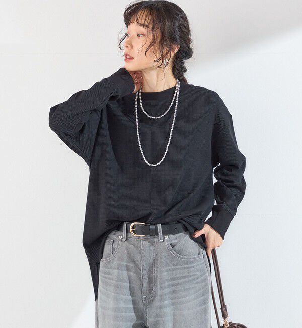 SHIPS Colors 「《予約》SHIPS Colors:〈手洗い可能〉TC ワッフル ボートネック トップス◆」|Tシャツ・カットソー|