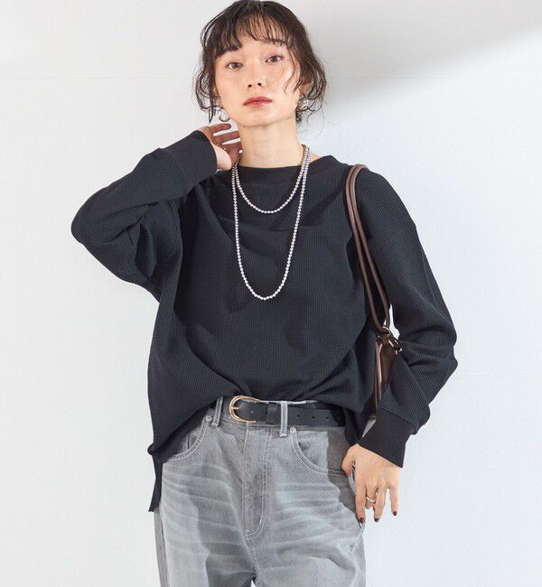 SHIPS Colors 「《予約》SHIPS Colors:〈手洗い可能〉TC ワッフル ボートネック トップス◆」|Tシャツ・カットソー|