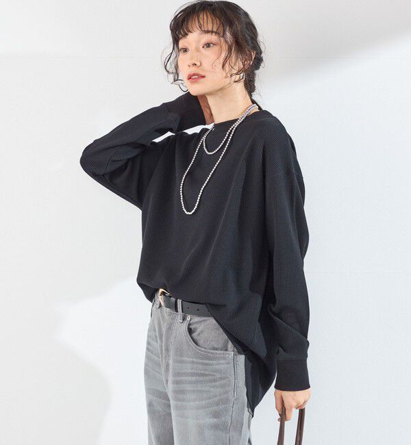 SHIPS Colors 「《予約》SHIPS Colors:〈手洗い可能〉TC ワッフル ボートネック トップス◆」|Tシャツ・カットソー|